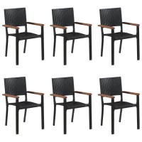 vidaXL 7 Piece Patio Dining Set Poly Rattan Black