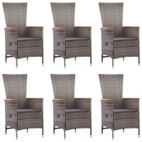 vidaXL 7 Piece Patio Dining Set Poly Rattan Gray