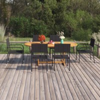 vidaXL 7 Piece Patio Dining Set Poly Rattan Black