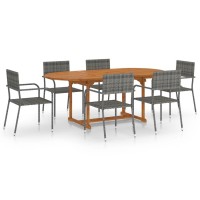 vidaXL 7 Piece Patio Dining Set Poly Rattan Anthracite