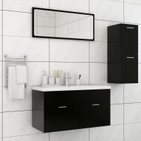 vidaXL Bathroom Furniture Set Black Engineered Wood