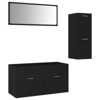 vidaXL Bathroom Furniture Set Black Engineered Wood