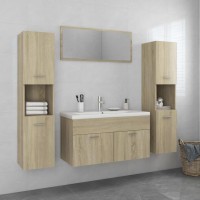 vidaXL Bathroom Furniture Set Sonoma Oak Engineered Wood