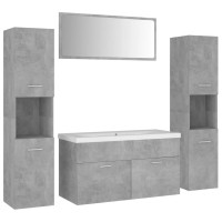 vidaXL Bathroom Furniture Set Concrete Gray Engineered Wood