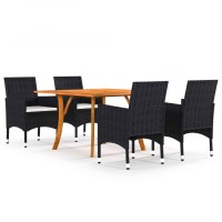 vidaXL 5 Piece Patio Dining Set Black