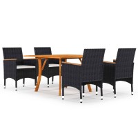 vidaXL 5 Piece Patio Dining Set Black