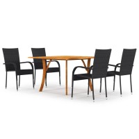 vidaXL 5 Piece Patio Dining Set Black