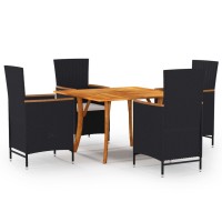 vidaXL 5 Piece Patio Dining Set Black