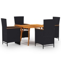 vidaXL 5 Piece Patio Dining Set Black