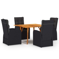 vidaXL 5 Piece Patio Dining Set Black