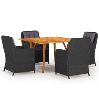 vidaXL 5 Piece Patio Dining Set Black