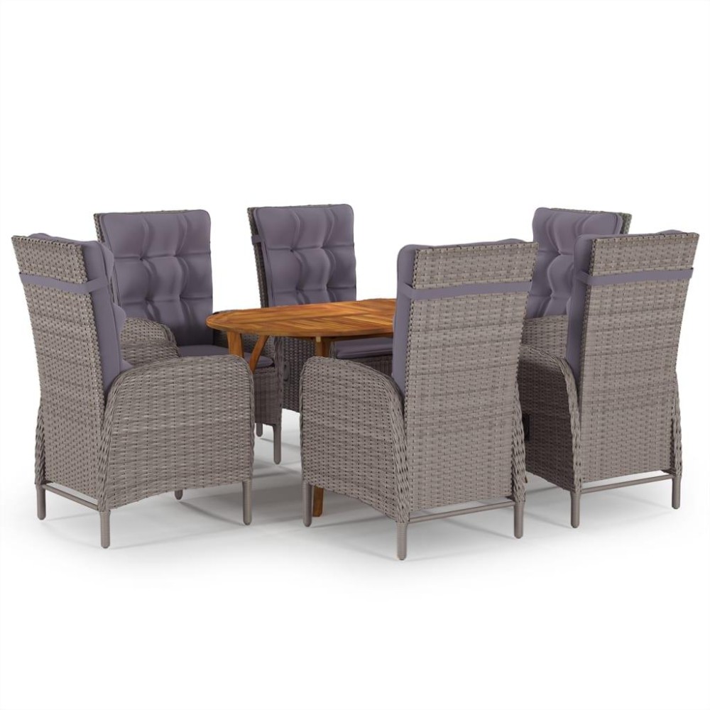 vidaXL 7 Piece Patio Dining Set Gray