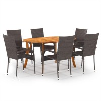 vidaXL 7 Piece Patio Dining Set Brown