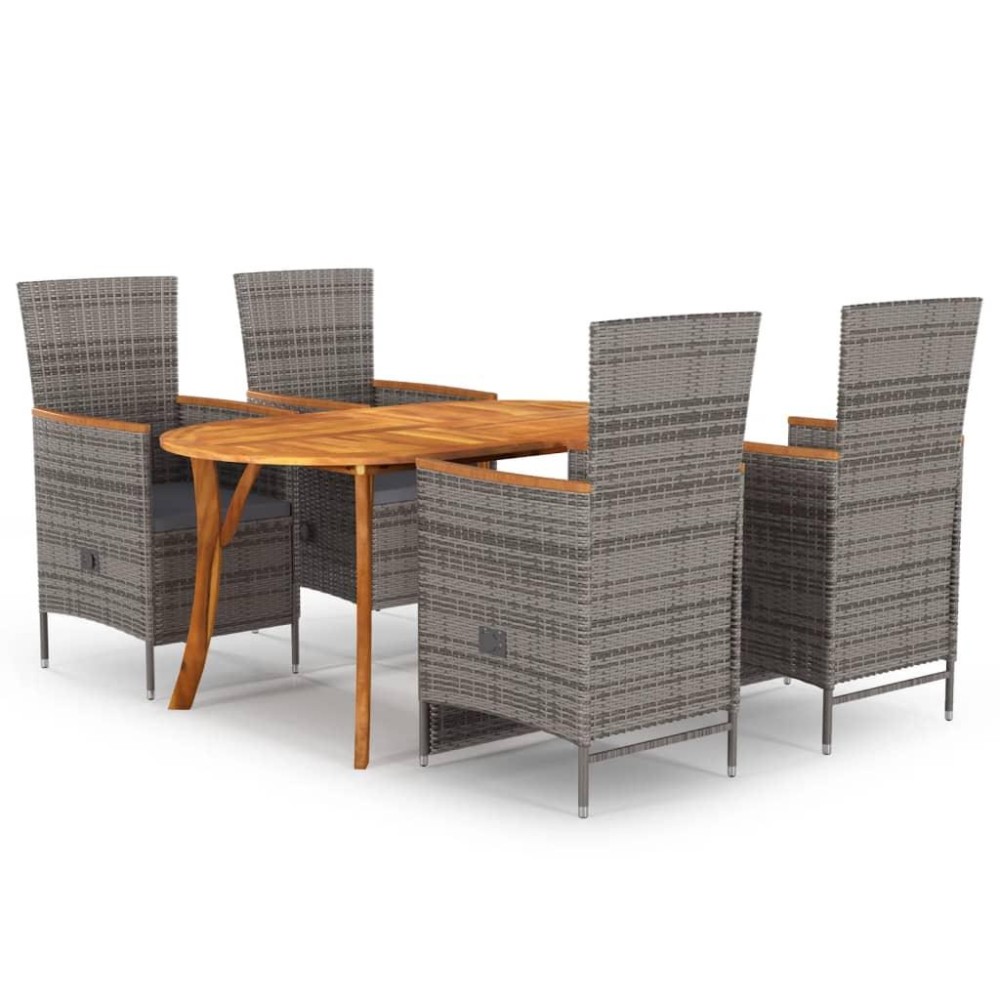 vidaXL 5 Piece Patio Dining Set Gray