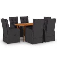 vidaXL 7 Piece Patio Dining Set Black