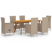 vidaXL 7 Piece Patio Dining Set Beige