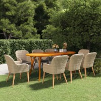 vidaXL 9 Piece Patio Dining Set Brown