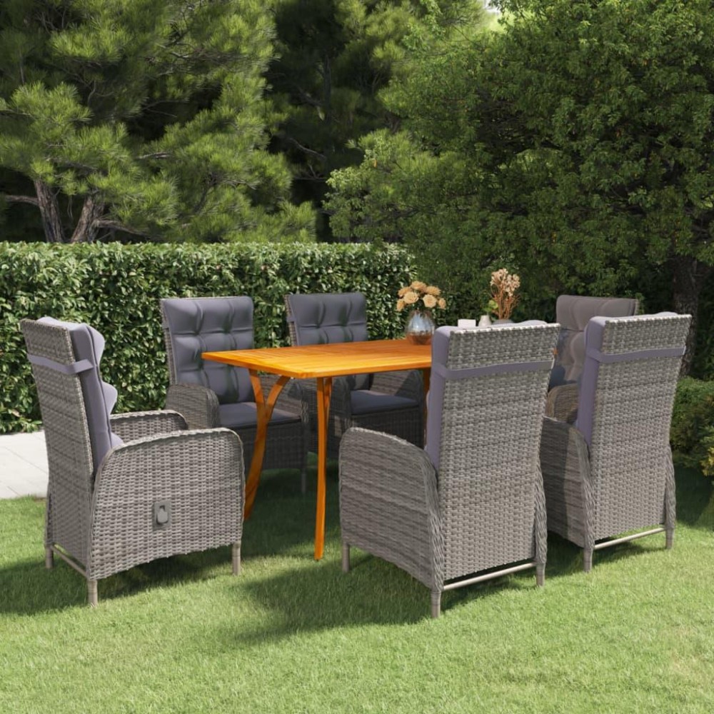 vidaXL 7 Piece Patio Dining Set Gray