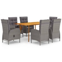 vidaXL 7 Piece Patio Dining Set Gray