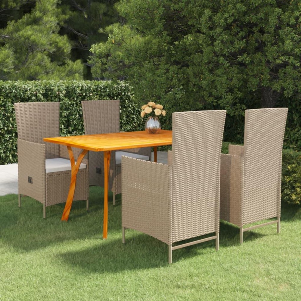 vidaXL 5 Piece Patio Dining Set Beige