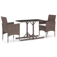 vidaXL 3 Piece Patio Dining Set Brown