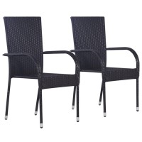 vidaXL 3 Piece Patio Dining Set Poly Rattan Black