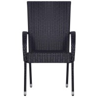 vidaXL 3 Piece Patio Dining Set Poly Rattan Black