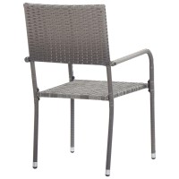 vidaXL 3 Piece Patio Dining Set Poly Rattan Gray