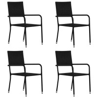 vidaXL 5 Piece Patio Dining Set Poly Rattan Black