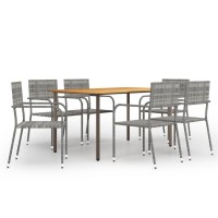 vidaXL 7 Piece Patio Dining Set Poly Rattan Anthracite