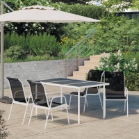 vidaXL 5 Piece Patio Dining Set Steel Black