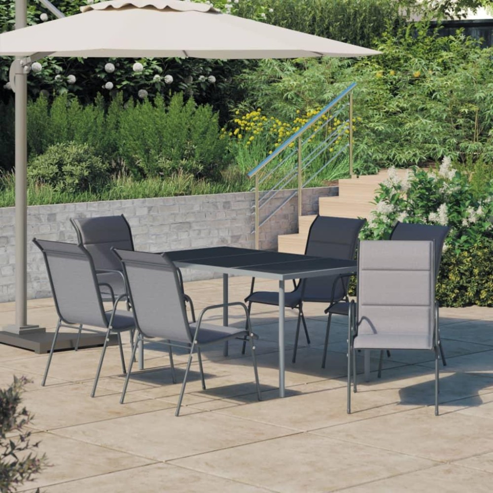 vidaXL 7 Piece Patio Dining Set Steel Anthracite