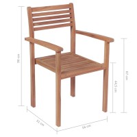 vidaXL Stackable Patio Chairs 6 pcs Solid Teak Wood