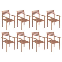 Vidaxl Stackable Patio Chairs 8 Pcs Solid Teak Wood