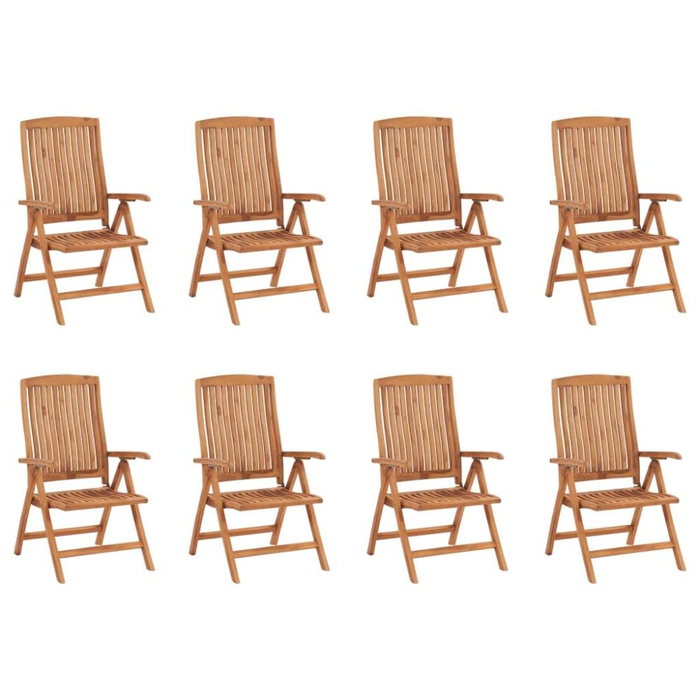 vidaXL Reclining Patio Chairs 8 pcs Solid Teak Wood