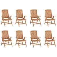 vidaXL Reclining Patio Chairs 8 pcs Solid Teak Wood