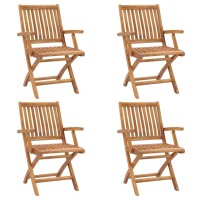 vidaXL Folding Patio Chairs 4 pcs Solid Teak Wood