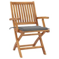 vidaXL Folding Patio Chairs with Cushions 4 pcs Solid Teak Wood