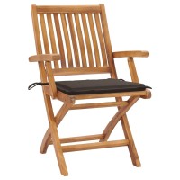 vidaXL Folding Patio Chairs with Cushions 4 pcs Solid Teak Wood