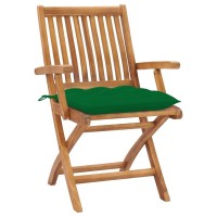 vidaXL Folding Patio Chairs with Cushions 4 pcs Solid Teak Wood