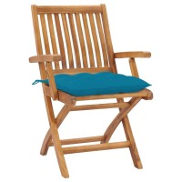 vidaXL Folding Patio Chairs with Cushions 6 pcs Solid Teak Wood