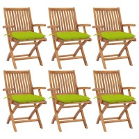 vidaXL Folding Patio Chairs with Cushions 6 pcs Solid Teak Wood