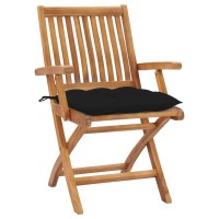 vidaXL Folding Patio Chairs with Cushions 8 pcs Solid Teak Wood