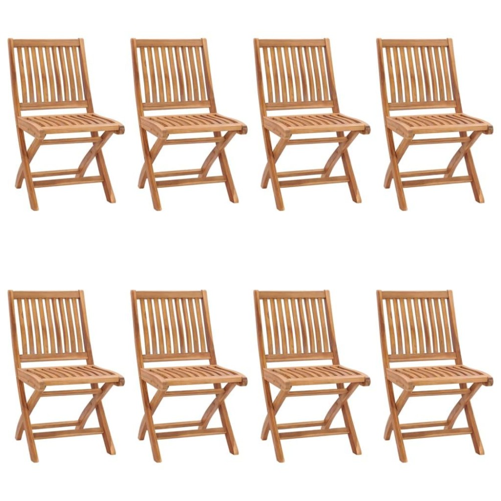 vidaXL Folding Patio Chairs 8 pcs Solid Teak Wood