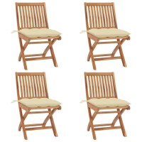 vidaXL Folding Patio Chairs with Cushions 4 pcs Solid Teak Wood