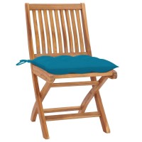 vidaXL Folding Patio Chairs with Cushions 4 pcs Solid Teak Wood