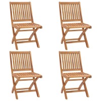 vidaXL Folding Patio Chairs with Cushions 4 pcs Solid Teak Wood