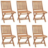 vidaXL Folding Patio Chairs with Cushions 6 pcs Solid Teak Wood