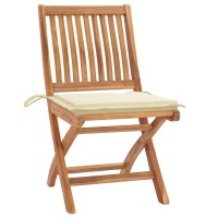 vidaXL Folding Patio Chairs with Cushions 8 pcs Solid Teak Wood