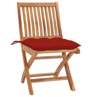 vidaXL Folding Patio Chairs with Cushions 8 pcs Solid Teak Wood